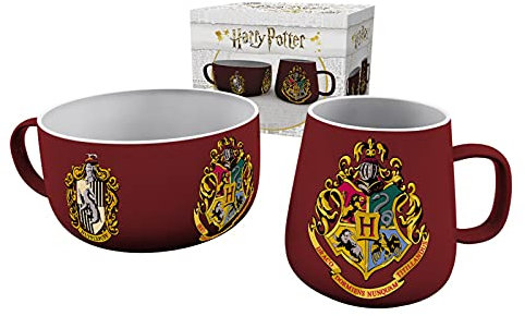 Harry Potter - Tasse - Hogwarts - XXL Kaffeebecher + Müslischale 2er Set - Logo - Geschenkbox