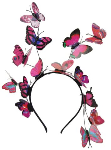 LEEMASING Haarreif für Damen und Mädchen, Party, Fee, Schmetterling, Stirnband, Tiara, Reifen, Fascinator für Schönheitswettbewerbe, Hochzeit, Abschlussball, Geburtstag (Rosarot)