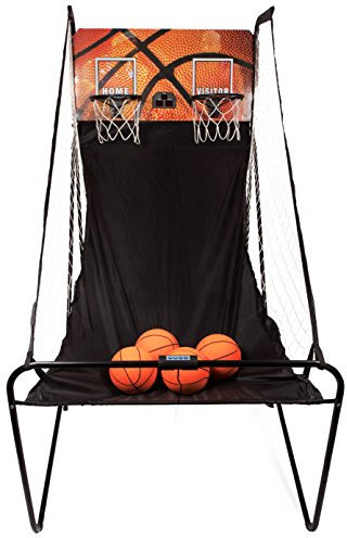SportPlus Basketballautomat, inkl. 4 kleine Basketbälle & Pumpe, Punktezähler, elektronisch, 8 Spieleinstellungen, Basketball Automat Arcade Automat für Indoor/Outdoor