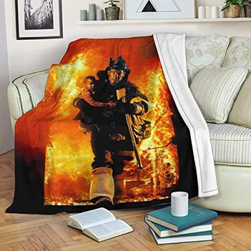 Kuscheldecke Flauschige 150X200, 3D Feuerwehrmann Retten Decke, Mikrofaser Sanft Flanell Weich Decke Fleecedecke Sofaüberwurf Tagesdecke kinderdecke für Bett/Sofa