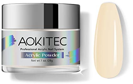 Acrylpulver für Nägel, Aokitec Professionelles Acrylpulver für Nagel Verlängerung Acryl Nagelpulver French Nail Art System Acrylnagelpulver für Zuhause und Salon (1 OZ)
