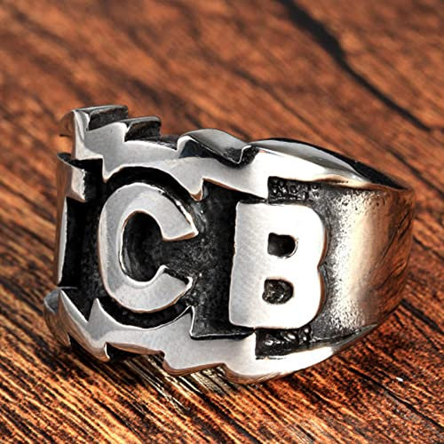 XJruixi Mens Heavy Metal TCB Ring Stainless Steel Biker Ring Cool Take Care of Business Ring Fashion Male Punk Jewelry Party Best Gift