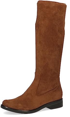 CAPRICE Damen Hohe Stiefel ohne Absatz Kniehoch Vegan, Braun (Brandy Stretch), 39 EU