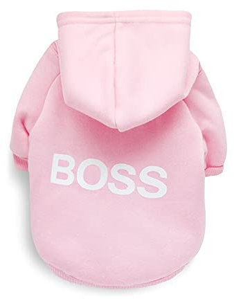LtuzPet Hund Boss Hoodie Pullover - Weiche Fleece Haustier Kleidung Warme Jacke Mantel