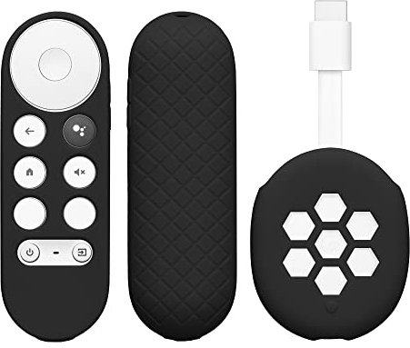 kwmobile Funda Compatible con Google Chromecast 2020 4K (Not for New-Generation) - Set de 2X Case Protector de Silicona para Mando a Distancia Negro/Negro