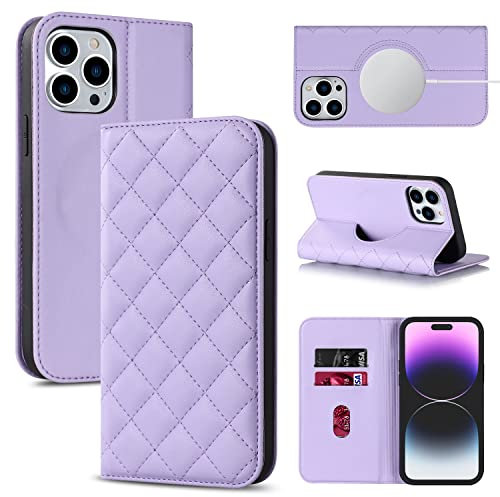 SINQERISHT Mobile Phone Case for Apple iPhone 12 Pro, PU Leather Flip Case, Compatible with MagSafe Mobile Phone Case with Stand Function and Magnetic Closure, Shockproof Flip Protective Case (Purple)