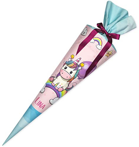 Dein Lieblingsteil Schultüte aus Stoff 70 cm/ 85 cm Schultüte für Mädchen (Buntes Einhorn)