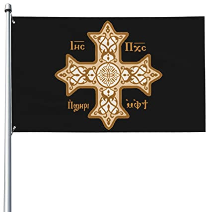 Koptisch-orthodoxes Kreuz, weiße Flagge, 9,1 x 1,5 m, UV-beständig, langlebig, hochwertige Dekoration, Hof, Innengarten, Banner