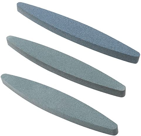 SG Store 3Pcs Boat Shaped Whetstone Sharpening Stone 120 Grit 150 Grit 240 Grit Hand Tools for Lawn Mower Blades Machetes Axes Shovels
