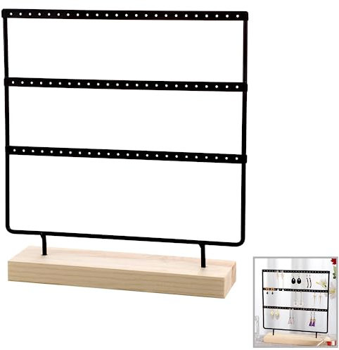 AURSTORE Porte de boucles d’oreilles, Support Boucle d'Oreille, Rangement Bijoux, Présentoir Bijoux (72 Trous, Noir)