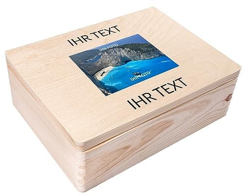 Creative Deco Personalisierte Geschenke Wunschtext + Foto | Fotogeschenke Holzkiste | dein Eigenes Bild Individuelle Geschenk | Geschenkkiste Geschenkbox für Frauen, Männer und Paar | 40 x 30 x 14 cm