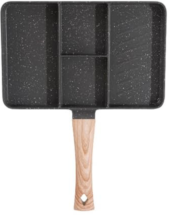 Breakfast Frying Pan, Uniform Heating All in One Pan Fried Egg Pan 4 Section Breakfast Pan for Egg Bacon Burgers (Black)
