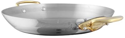 Mauviel M'Cook B Stainless Steel Round Pan With Bronze Handles, 7.9-in, Made In France
