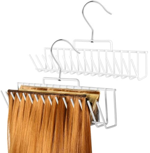 Paquete de 2 soportes para extensiones de cabello, gancho para cabello con trama extra ancha, trama de longitud completa, cabello trenzado, estante para cabello multicapa para peinar, lavar, secar,