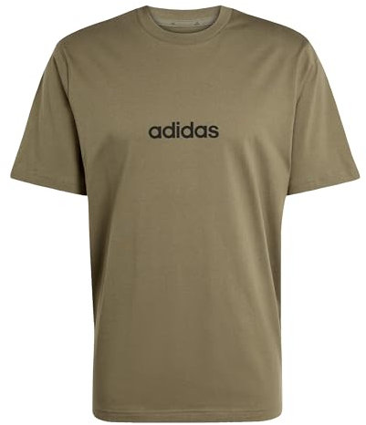 adidas Herren Essentials LINEAR Single Jersey Tee, Olive strata/Black, M