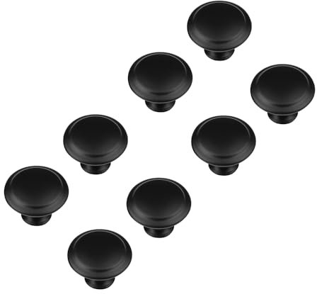 JUSTMAE 8 PCS Cabinet Knobs, Stainless Steel Round Drawer Knobs Single Hole Cupboard Small Sliding Door Drawer Handles with Screws for Kitchen Wardrobes Bathroom Home Decorating - 30mm (Black)