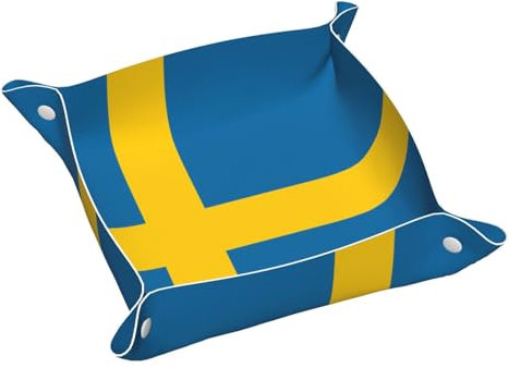 Dekoratives Tablett mit schwedischer Flagge, Reise-Aufbewahrungstablett, Schlüsselanhänger, Münzen, Uhren, Ohrringe, Uni, Ablagetablett