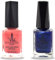 (2Pcs Set) Henna Infused Nail Polish Permeable Nail Polish Halal Vegan Long lasting No UV Needed (Royal Blue, Coral Reef)
