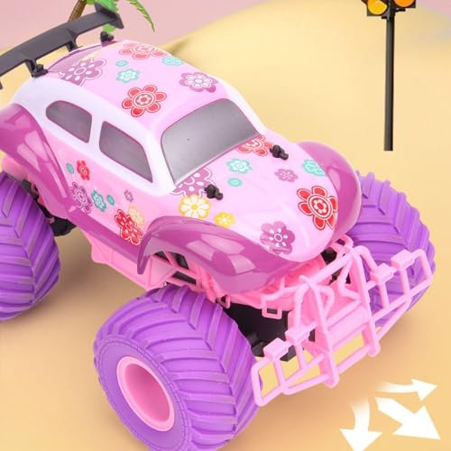 Ferngesteuertes Auto Rosa, 4WD RC Prinzessinnenauto im Maßstab 1:12 mit LED-Lichtern, Barbie-Ferngesteuertes Auto, Kinder-Kletterauto – Geschenke für Mädchen ab 4 5 6 7 8 9+ Jahren(C)