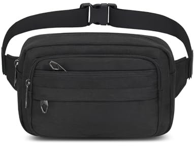 Marsupio Uomo Donna Grande Capacità Marsupio Sportivo Running Outdoor Impermeabile Cintura Regolabile Singola Spalla per Campeggio Casuale Viaggio Escursione (balck)