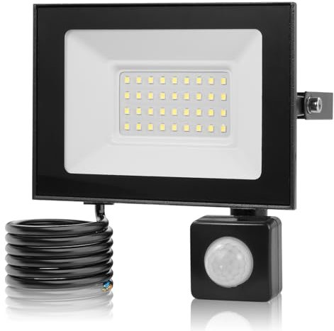 30W Security Lights with PIR Motion Sensor,IR Remote Control,3000LM 3000K Super Bright LED Floodlights Outdoor,IP66 Waterproof Spotlight,Ultra Thin Wall Lights for Garden Garage Yard Doorways