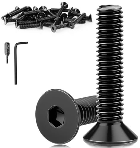 Mbsomnus 60 Pièces Vis à Tête Fraisée M3x25 mm Vis Inox Noir M3 à Tête Plate DIN 7991/ISO 10642 Inoxydable A2 V2A Six Pans Creux Boulon pour Réparation Mécanique Meubles