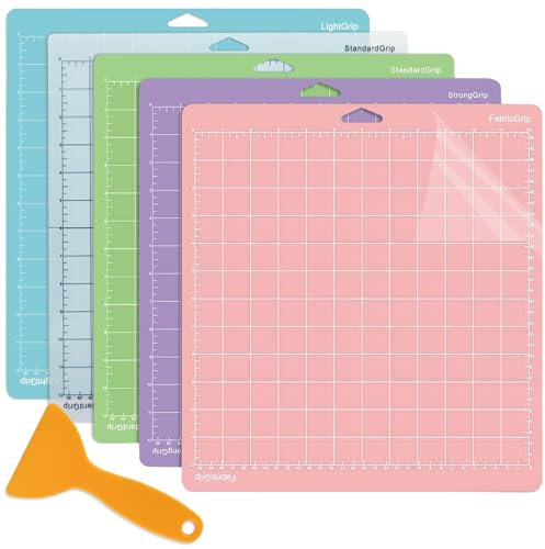 ANBOWEI 5pcs Schneidematte für Cricut Maker/Explore Air 2/Air/One 12x12 Zoll Plotter Matte Selbstklebende Cutting Mat - StandardGrip, LightGrip, StrongGrip, FabricGrip