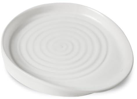 Seyatoo Ceramic Spoon Rest for Stove Top, Spoon Holder for Kitchen Counter, Farmhouse Cooking Utensil Holder for Spoons, Ladles, Spatula, Matte White