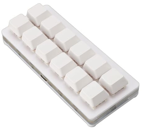 Teclado de Juego Mecánico de 12 Teclas compactos: Teclado Programable RGB con Cable C USB con Interruptores Rojos para PC (WHITE)