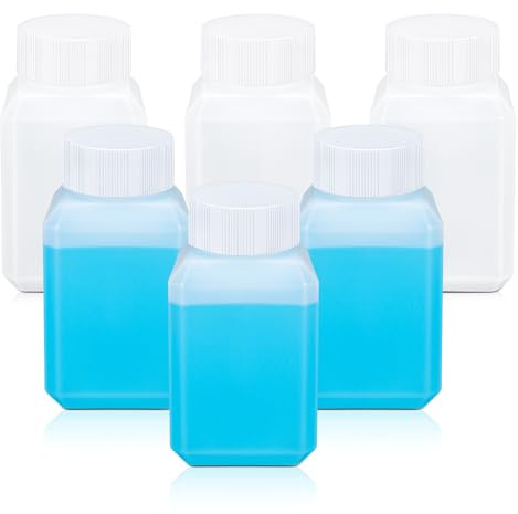 Tight Seal Plastic Bottles with Caps, Laboratory Reagent Bottles, Reusable Tablet Storage Containers, Made of HDPE, Suitable for Laboratory, School and Home (Transparent, 60 ml)