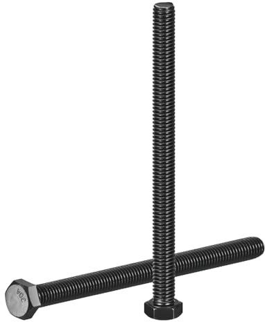 QUARKZMAN 5Pcs 3/8-16 x 5 Boulons À Tête Hexagonale Vis À Tête Hexagonale Filetée Complète En Acier Inoxydable 304 Boulons Hexagonaux Pour Construction Fabrication De Machines Noir