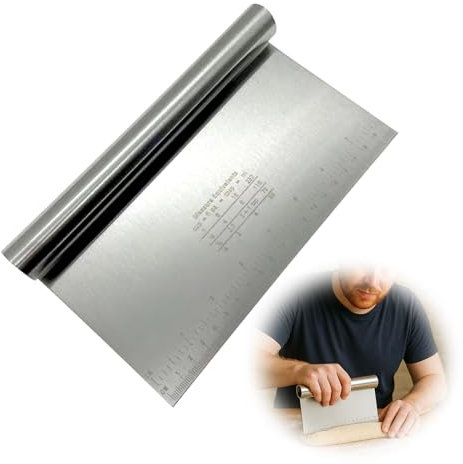 wilcractk Coupe Pâte Boulangerie en Inox avec Spatule, Lisseur Gâteau Pâtisserie 12x22cm Argenté, Accessoires de Cuisine Idéal pour Boulangerie et Pâtisserie Maison