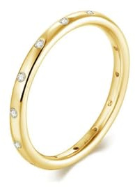 9K Gelbgold Eheringe Weiß Moissanite Ring Ehering, Eingelegte Steine Ehering Damen Größe 50 (15.9)