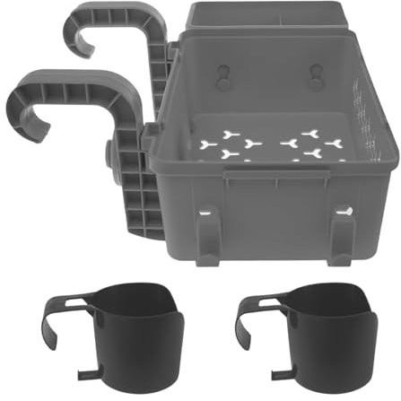 Genérico Cestas De Piscina,Almacenamiento para Bordillo de Piscina | Organizador Multifuncional con 2 Portavasos para Bebidas Exterior Playa Jardín Patio