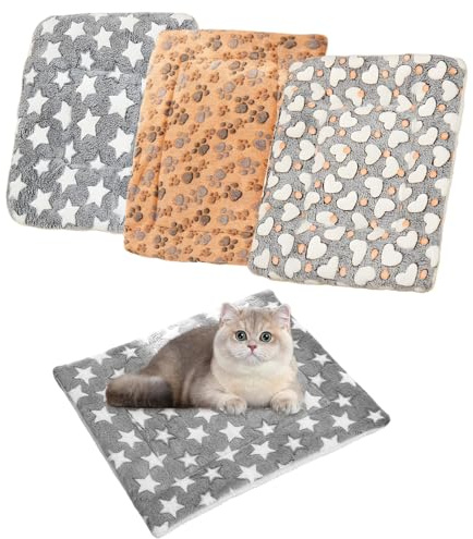3 Pcs Guinea Pig Bed Mat, 49x32cm Washable Small Animal Plush Bed, Guinea Pig Fleece Heat Pad, Warm Fluffy Fleece Sleeping Pad for Bunny Pet Cat Hamster Rat Hedgehog Chinchilla Rabbit Bedding