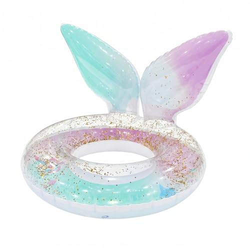 HYZYWON Salvagente Bambini, Salvagente Sirena, 90 cm, Ciambella Gonfiabile, Giochi Piscina, per Piscina e Spiaggia (D90)