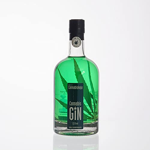 Pfiffig-Wohnen Cannabis Gin mit echtem Blatt in Cannabis Style Cannabiskaja 500ml 37,5%