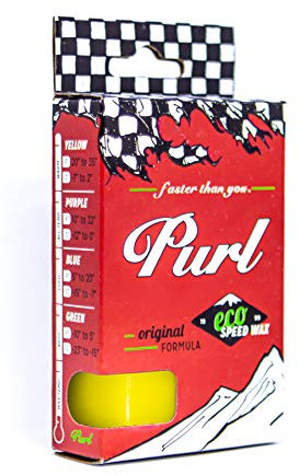 PURL - Gelbes 68 g Wachsbarren – warmes Frühlings-Ski- und Snowboard-Wachs – Wachs mit hoher Luftfeuchtigkeit – ungiftig – biologisch abbaubar – ohne Fluoros – für Snowboards und Skier
