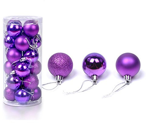 24 Stück Weihnachtskugeln Glänzend Glitzernd Matt Christbaumschmuck bis 4cm Lila