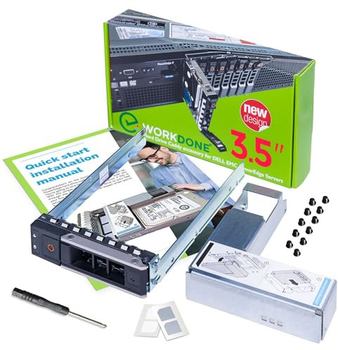WorkDone 3,5-Zoll Drive Caddy mit 2,5-Zoll-HDD Konverter - Kompatibel für Dell PowerEdge Server Gehäuse Festplattenrahmen für 14. Generation R740 R640 R540 R440 R340 R6415 R7415 R7425 X7K8W