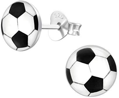 Monkimau Mädchen Ohrringe Fussball Ohrstecker aus 925 Sterling Silver Silber