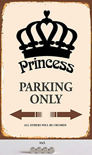 Blechschild 20x30cm gewölbt incl. 4 Magneten Princess Parking Only Prinzessin Deko Geschenk Schild