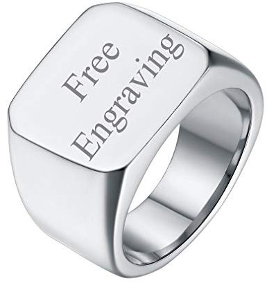 FaithHeart personalisierte Herren Siegelring Glänzed Poliert Band Ring mit Gravur für Valentinstag Verlorbung Weihnachten