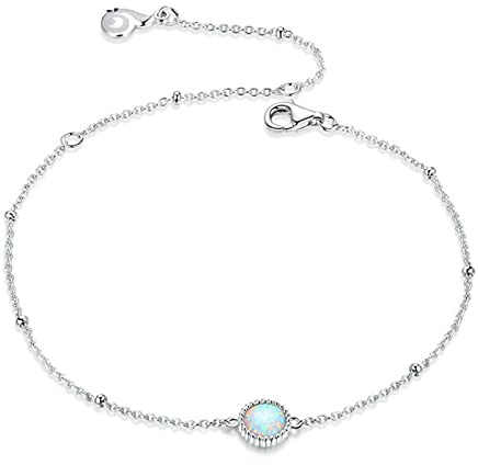LOKILOKI Wunderschöne Opal Gliederkette Armband Für Frauen 925 Sterling Silber Armbänder Mit Silber Charms Jubiläumsgeschenke