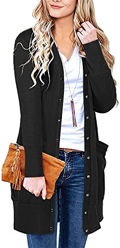 II ININ Women Cardigans for Women UK Black Ladies Long Cardigan Fall Lightweight Knit Cardigan