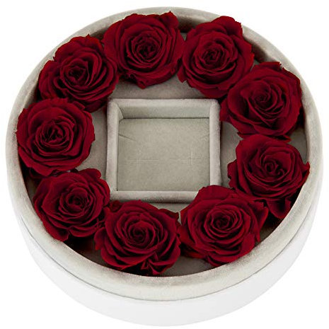Rosen Schmuck Geschenkbox - Made in Germany - Echte konservierte Rosenbox I 3 Jahre haltbar - Geschenk für Sie