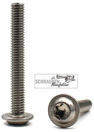 Lot de 100 vis à tête bombée avec bride et six pans creux / Torx (ISR, TX) selon la norme : ISO 7380-2 en acier inoxydable A2 V2A Filetage complet M8 x 70 mm