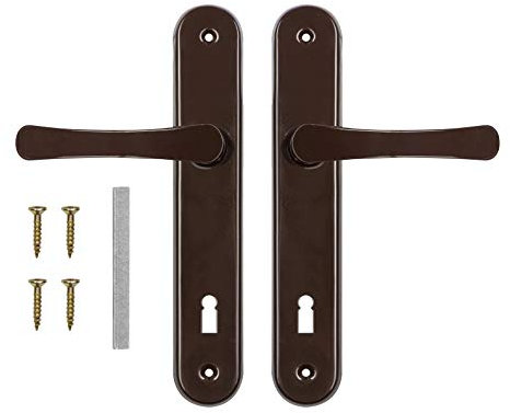 ADGO Kit De Poignée De Porte Pour Serrure À Garnitures 72 Gauche, Droite Et Gauche, Garniture De Poignée De Porte En Aluminium Et Acier Galvanisé (Marron)