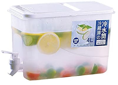 DKIIL NOIYB 4L Drinks Dispenser Milk & Fruit Teapot w/ Faucet, White, 24.5 (AB-188)
