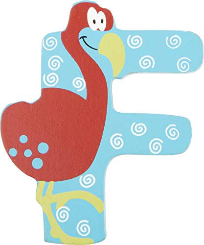 INDIGOS UG DEKO - Holzbuchstabe - F - für Kinder und Babys - Motiv Tiere englische Ausführung für das Kinderzimmer, Schule, Kindergarten, Basteln und Sammeln